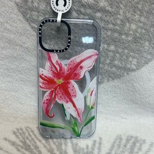 Clear Floral Phone Case with Pink Lily Design